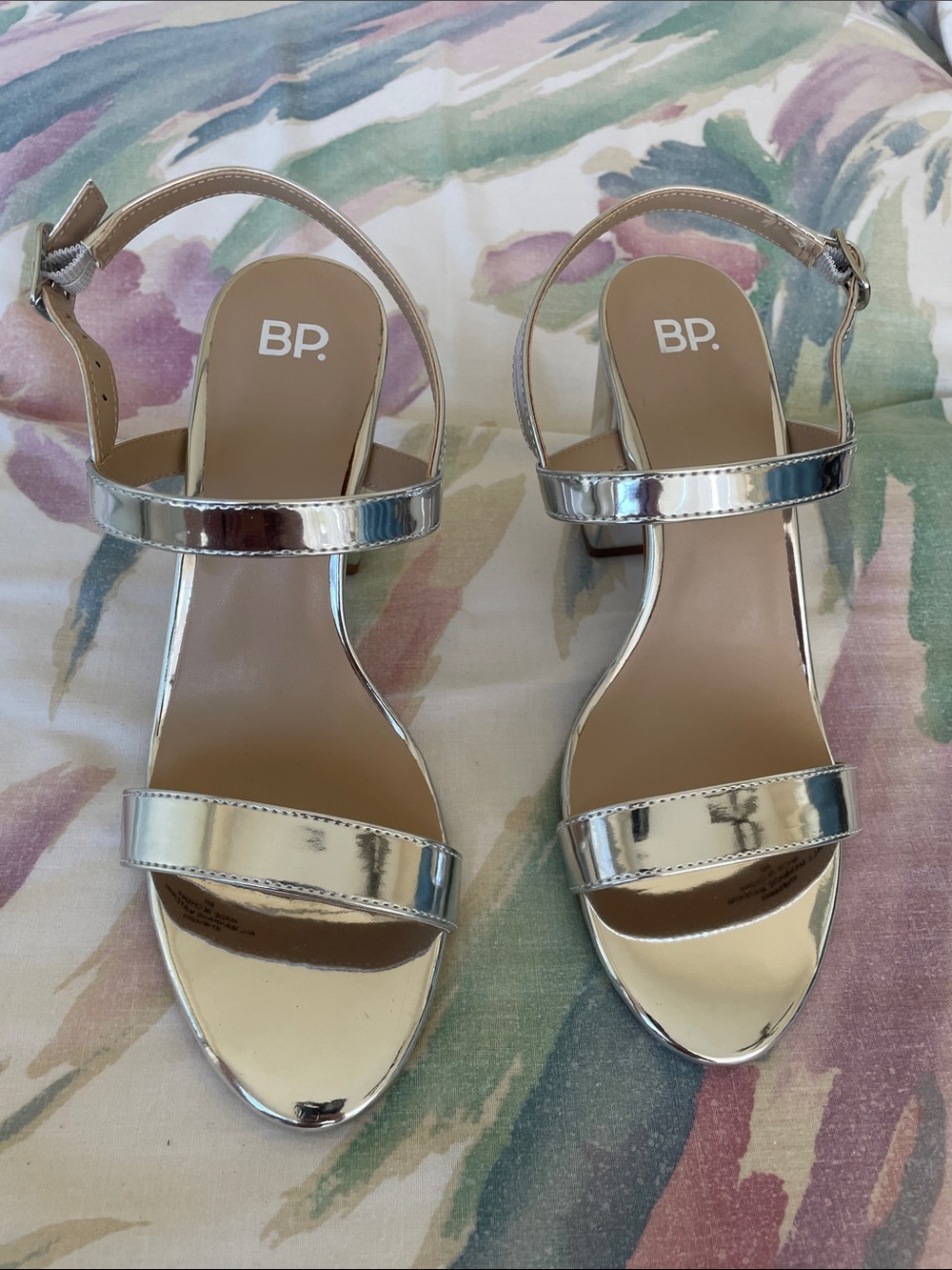 Metallic Block Heel Shoe
